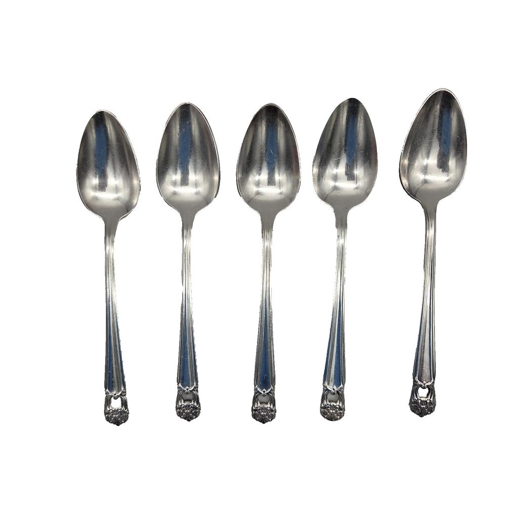 Set of 5 1847 Rogers Bros ETERNALLY YOURS Teaspoons 6" Silverplate Pierced IS